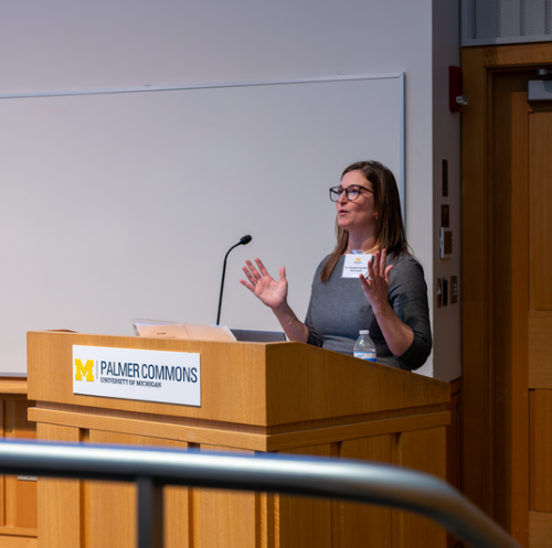 Alumna Dr. Elizabeth Spehalski presents on the FDA approval process.